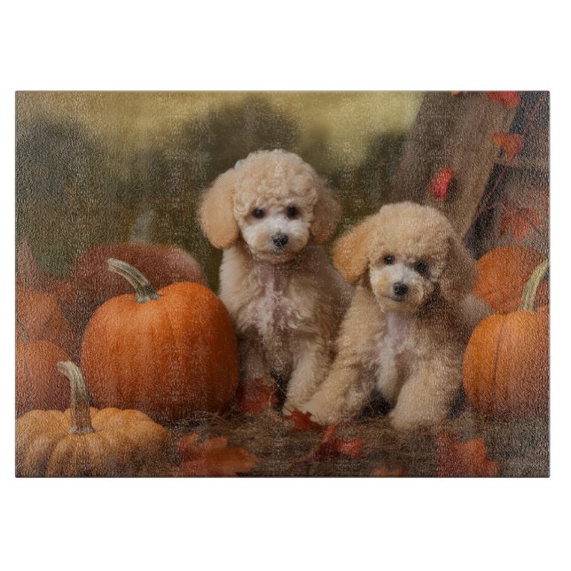 Poodle Puppy Autumn Delight Pumpkin Schneidebrett (Vorderseite)