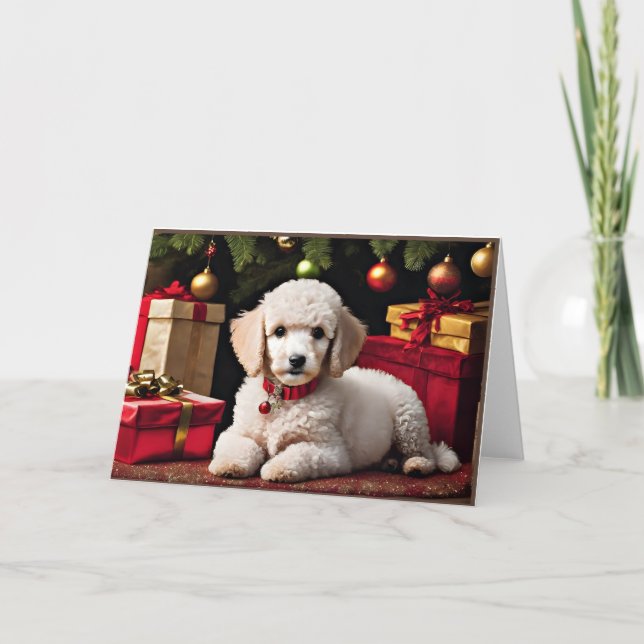 Poodle Puppy Christmas Karte (Vorderseite)