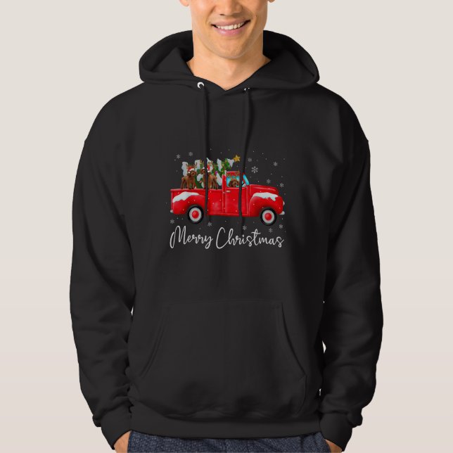 Poodle Red Truck Weihnachts-Weihnachtsmannmütze We Hoodie (Vorderseite)