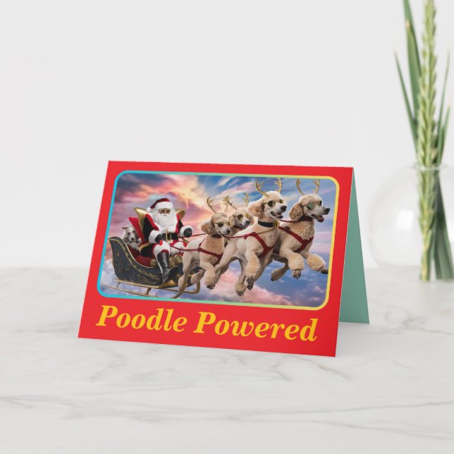Poodle Reindeer Karte (Vorderseite)