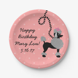 Poodle Rock Retro Pink Black 50er Geburtstagsparty Pappteller