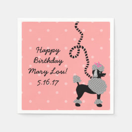 Poodle Rock Retro Pink Black 50er Geburtstagsparty Serviette