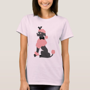 Poodle Rock Retro Rosa Grau Sitzend 50er Jahre Hun T-Shirt