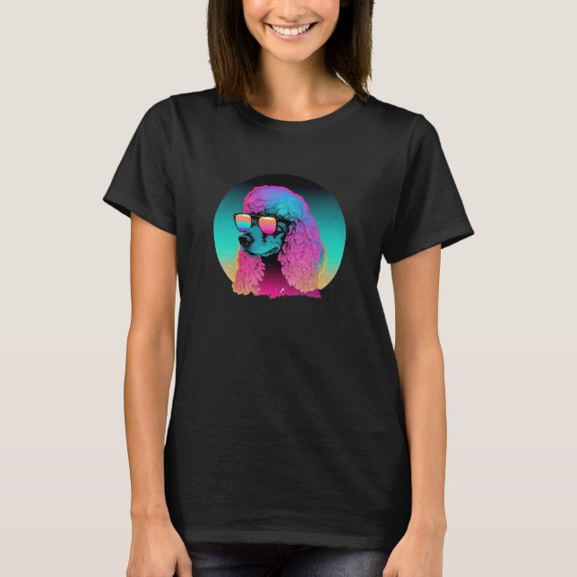 Poodle s Synthwave Sunset Aesthetic T-Shirt (Vorderseite)
