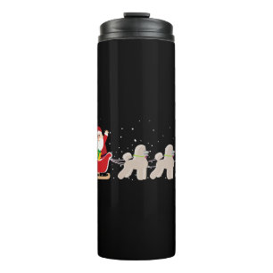 Poodle Santa Christmas Sleigh - Funny Poodle Xmas Thermosbecher