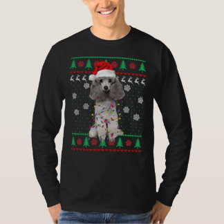 Poodle Santa Christmas Tree Lights T-Shirt