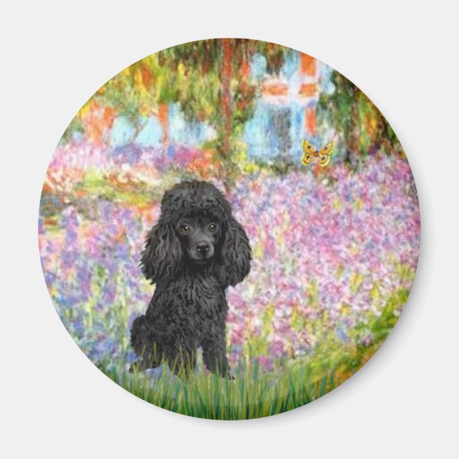 Poodle (schwarz 1) - Garten Magnet (Vorne)