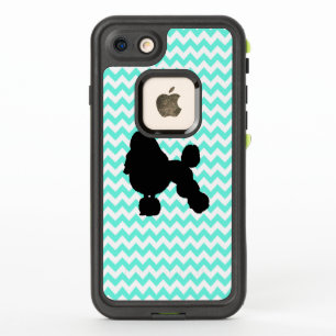 Poodle Silhouette mit hellblau Zickzack