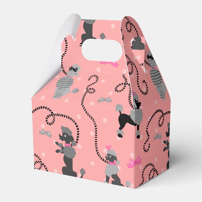 Poodle Skirt Retro Pink and Black 50s Pattern Geschenkschachtel (Vorderseite)