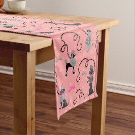 Poodle Skirt Retro Pink and Black 50s Pattern Kurzer Tischläufer