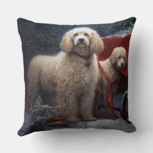 Poodle Snowy Sleigh Weihnachtsdekor Kissen