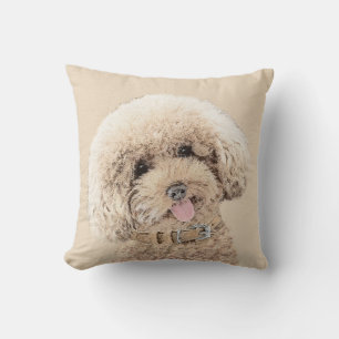 Poodle (Spielzeug, Miniatur) Malerei Original Hund Kissen