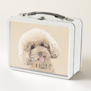Poodle (Spielzeug, Miniatur) Malerei Original Hund Metall Brotdose