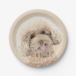 Poodle (Spielzeug, Miniatur) Malerei Original Hund Pappteller