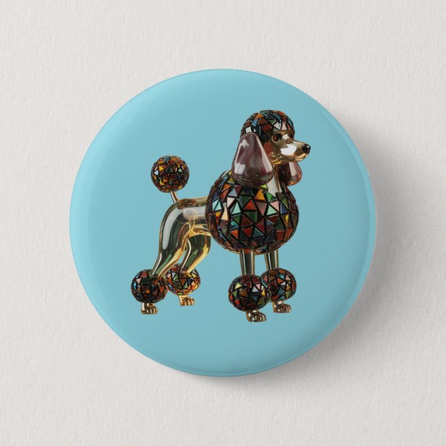 Poodle Stained Glass Button (Vorderseite)