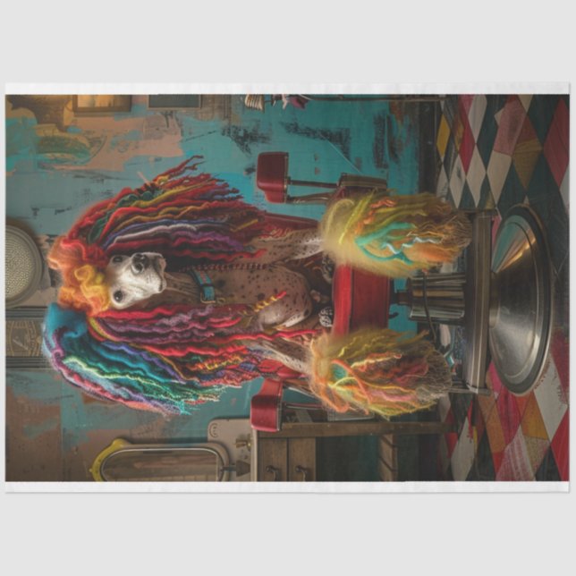 Poodle Standard Haare Dreadlocks Decoupage Seidenpapier (Vorderseite)