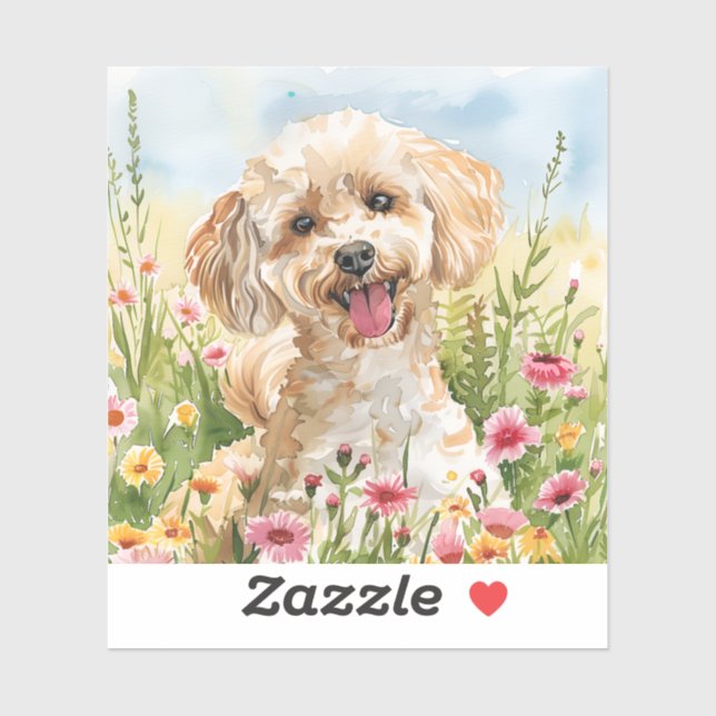 Poodle Sticker – Watercolor Design (Feuille)