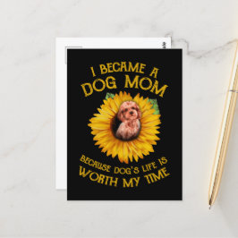Poodle Sunflower Because Dog's Life Worth My Time  Postkarte