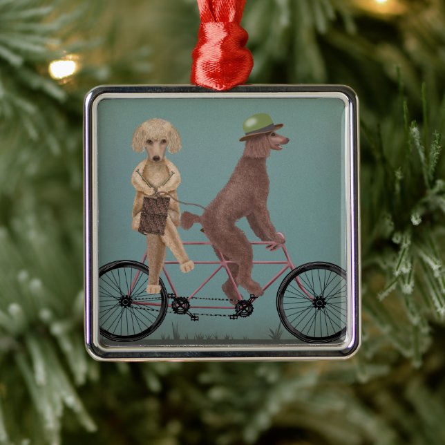 Poodle Tandem Ornament Aus Metall (Baum)