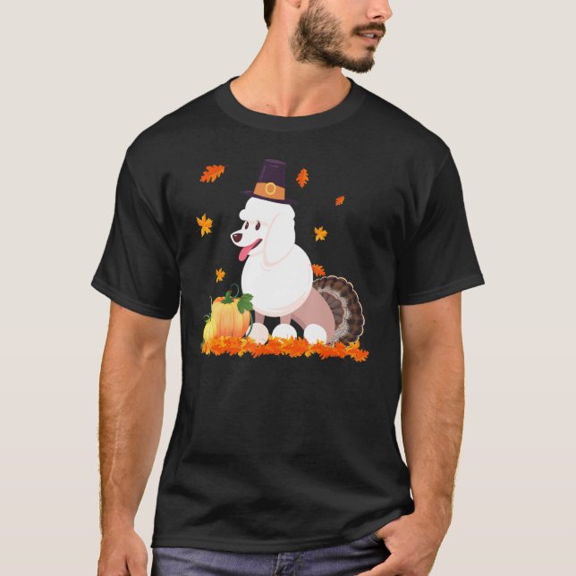 Poodle Turkey Kostume Erntedank T-Shirt (Vorderseite)