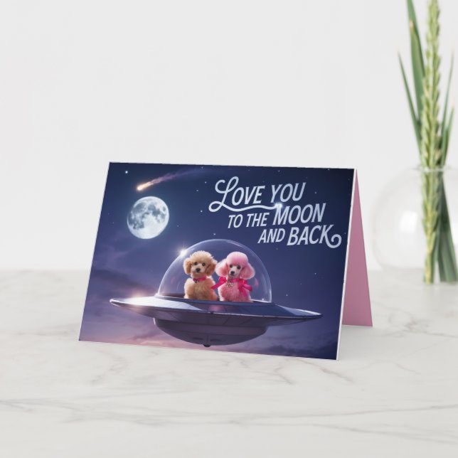 Poodle Valentine Card Feiertagskarte (Vorderseite)