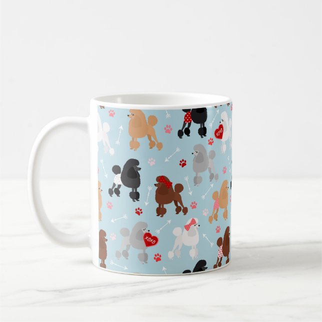 Poodle Valentine Motif Café Mug (Gauche)