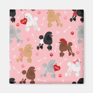 Poodle Valentine Muster Magnet