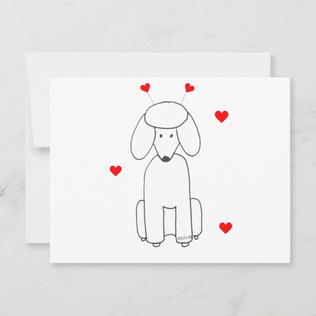 Poodle Valentine Oars Feiertagskarte (Vorderseite)