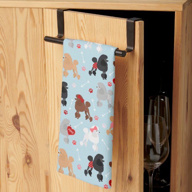Poodle Valentine Pattern Kitchen Towel Geschirrtuch (Drittel gefaltet)