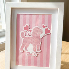 Poodle Valentine Sticker, Pastel Pink, Custom Name Aufkleber
