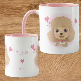 Poodle Valentine Watercolor Mug with Custom Name Tasse