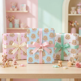 Poodle Valentine Wrapping Paper with Hearts Geschenkpapier Set
