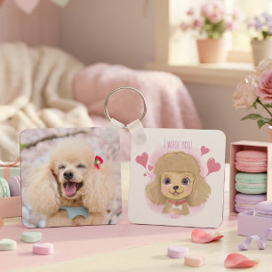 Poodle-Valentinsanhänger mit individuellem Namen u Schlüsselanhänger