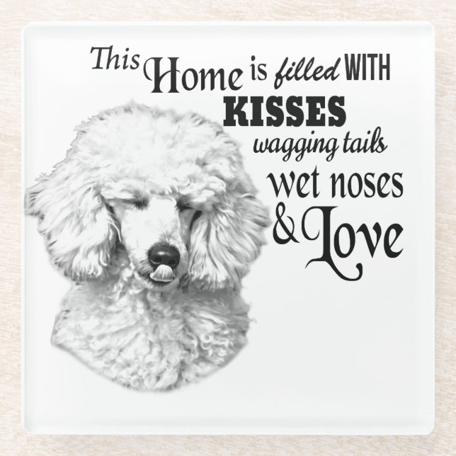 Poodle Wagging Schwanz Hund Zitat Glasuntersetzer (Vorderseite)
