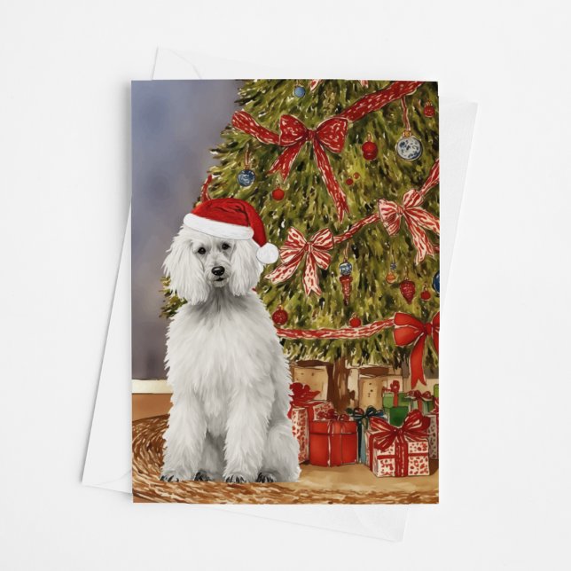 Poodle Wasserfarbe Unter dem Weihnachtsbaum Karte (Von Creator hochgeladen)