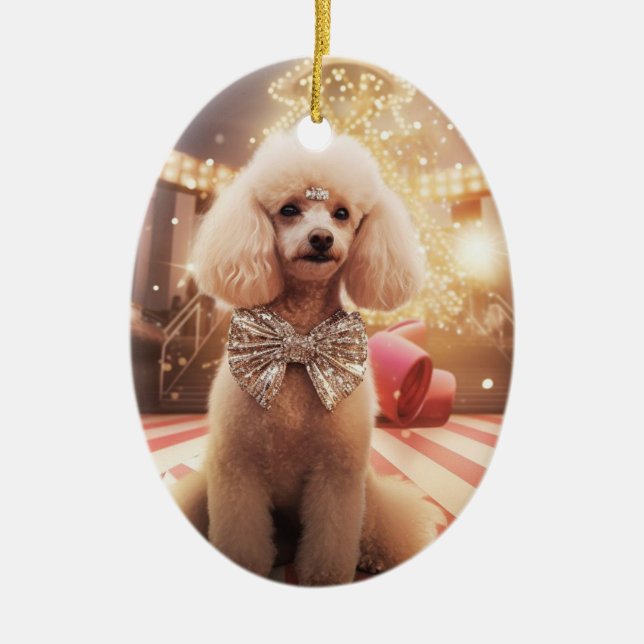 Poodle Weihnachten, Hundeschenk, Hundeschenkgesche Keramik Ornament (Vorne)