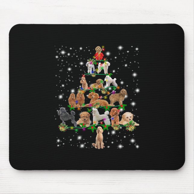 Poodle Weihnachtsbaum bedeckt durch Blitzlicht Mousepad (Vorne)