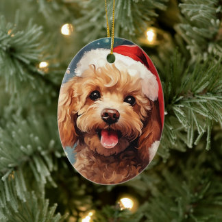 Poodle Weihnachtsdekoration, Geschenk für Hundefre Keramik Ornament