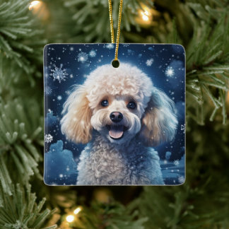 Poodle Weihnachtsdekoration, Geschenk für Hundefre Keramikornament