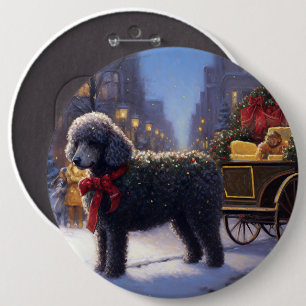 Poodle Weihnachtsfeiertag Button