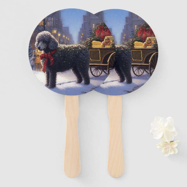 Poodle Weihnachtsfeiertag Fächer (Vorne und Hinten)