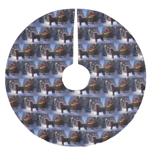 Poodle Weihnachtsfeiertag Polyester Weihnachtsbaumdecke (Vorderseite)