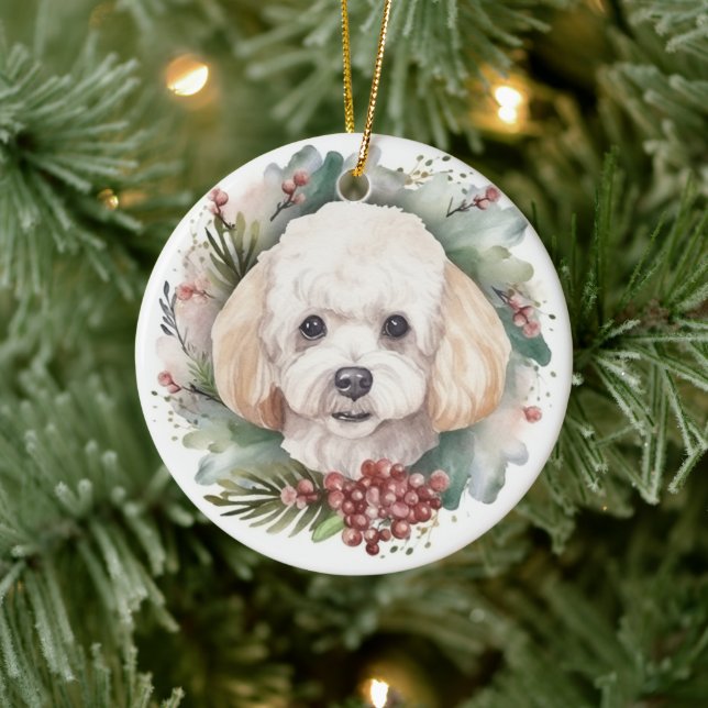 Poodle Weihnachtsfest Keramik Ornament (Baum)