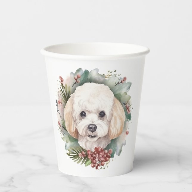 Poodle Weihnachtsfest Pappbecher (Vorderseite)