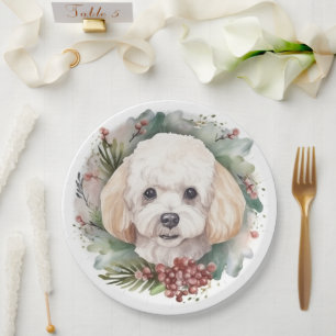 Poodle Weihnachtsfest Pappteller