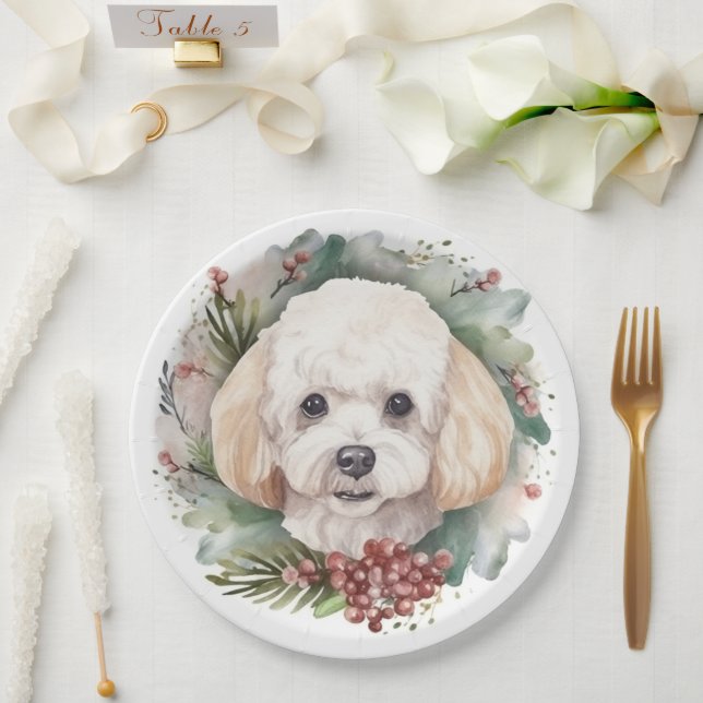 Poodle Weihnachtsfest Pappteller (Hochzeit)