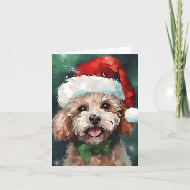 Poodle Weihnachtsmalerei Karte (Vorderseite)