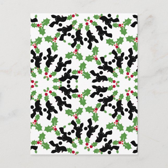 Poodle Weihnachtsmuster Feiertagspostkarte (Vorderseite)