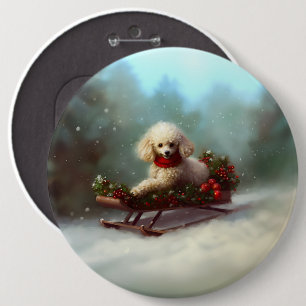 Poodle Weihnachtsschnee Winter Button