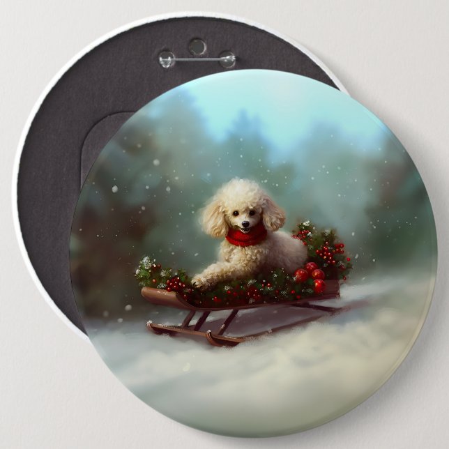 Poodle Weihnachtsschnee Winter Button (Vorne & Hinten)